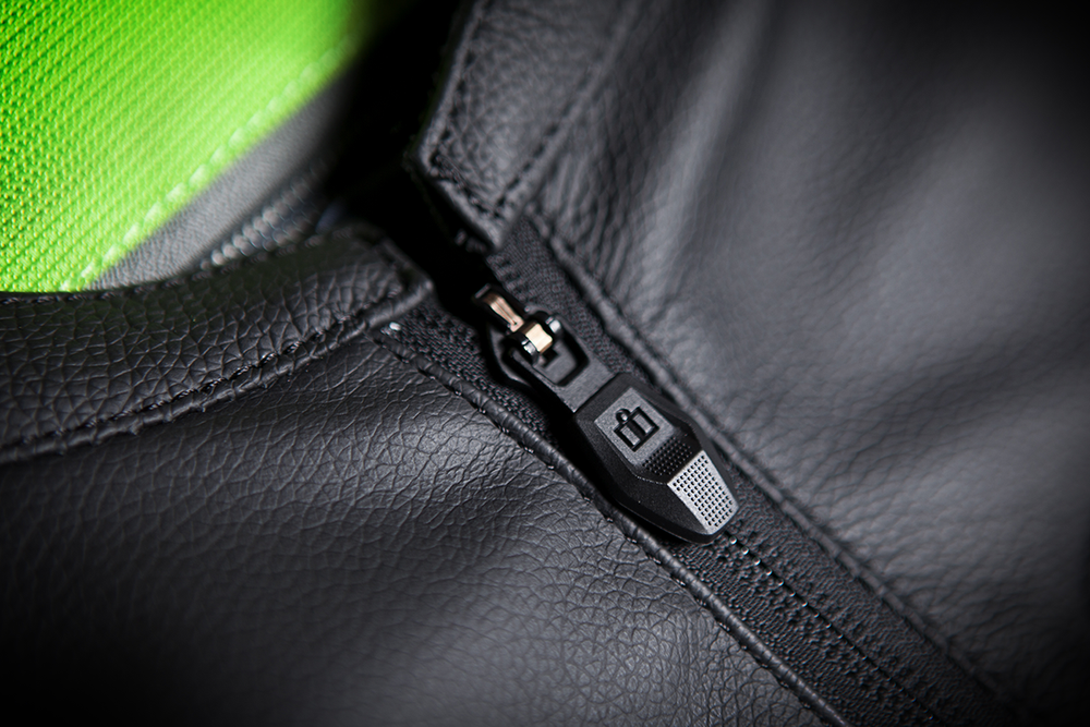 Мотокуртка - ICON SANCTUARY (кожа, черно-зеленая)