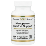 California Gold Nutrition, добавка для поддержки в период менопаузы, с фолатом, экстрактом красного клевера, витамином B12 и экстрактом ростков сои, 56 вегетарианских капсул