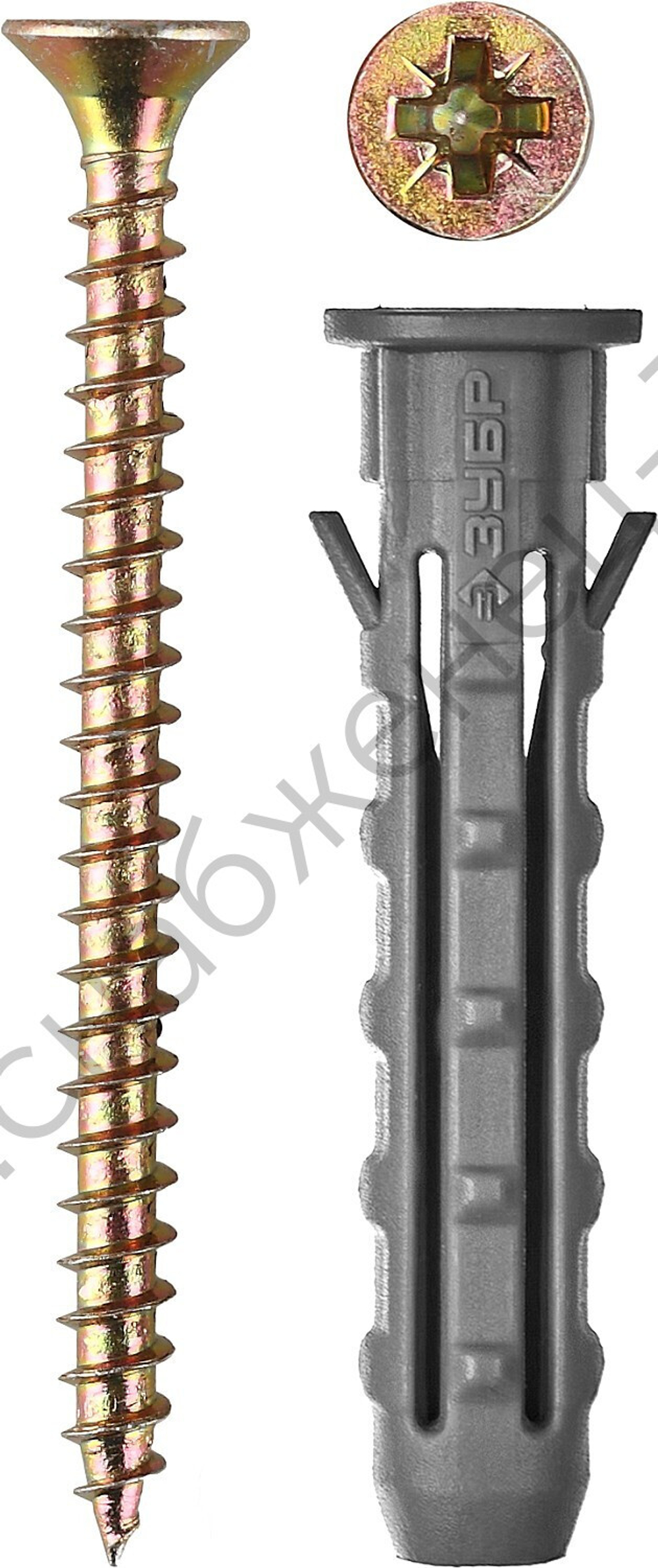 ЗУБР 6х40 / 4.0х50 мм, распорный дюбель полипропиленовый с саморезом, 10 шт (30661-06-40)