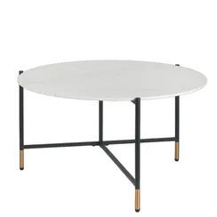 Кофейный стол Etla Ø80х45 см, белая керамика