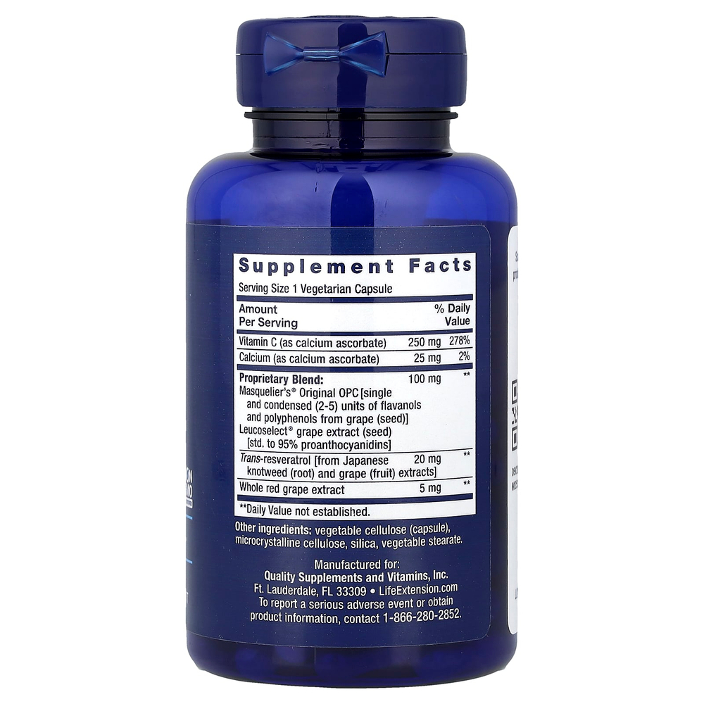 Life Extension, экстракт виноградных косточек, 60 вегетарианских капсул