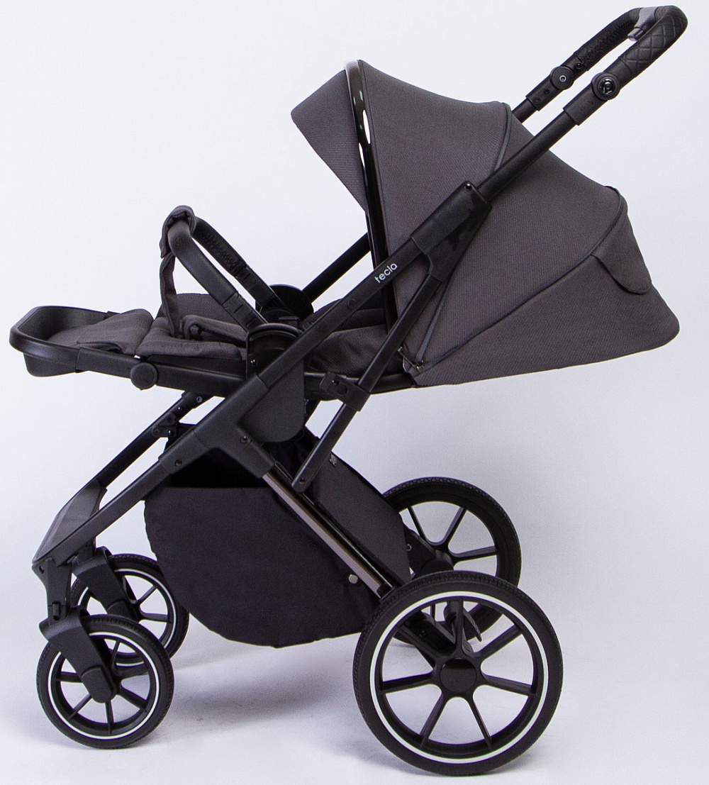 Детская коляска Peppy Tecla 3 в 1 с автокреслом Rise Milk Shadow Antrazit Chrome Edition (Графитовый)