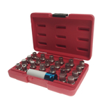 JTC-6743 - Набор головок для секретных болтов 23 предмета (VW) JTC - 
Длина: 32 мм, НЕХ: 17 мм.
Комплектация: 22 шт. ударные головки для литых дисков #51/6РТ, #52/7РТ, #53/ВРТ, #54/9РТ, #55/10РТ, #56/11РТ,#57/18РТ, #58/13РТ, #59/14РТ, #f30/15PT, #f31/16PT, #62/17РТ, АВСО/1 ОРТ, АВС1/11 РТ, АВС2/13РТ, МВС6/17РТ, АВС7/19РТ, АВС8/20РТ, АВС9/21 РТ.1 шт.: 1 /2"Dг. Х 17 мм ударная головка для литых дисков.
Применение: любая модель VW с 2005-.