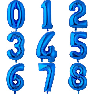 Фольгированные цифры 55 см с гелием (синий - металлик)