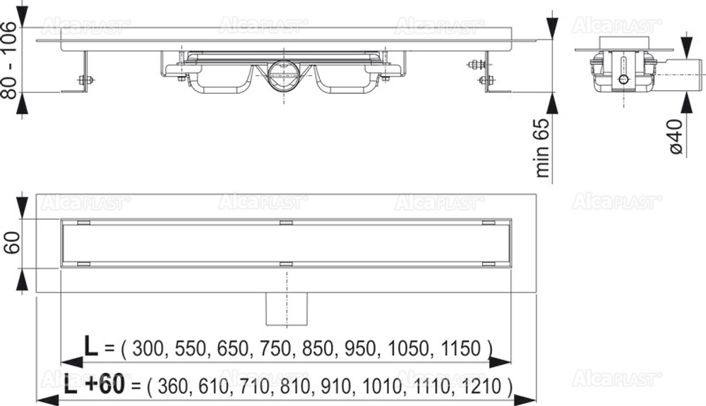 Душевой лоток AlcaPlast APZ106-1150 Professional Low