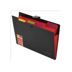 Папка на кнопке А-4 5 отделений, BRAUBERG "Extra", черная с красным, 274095