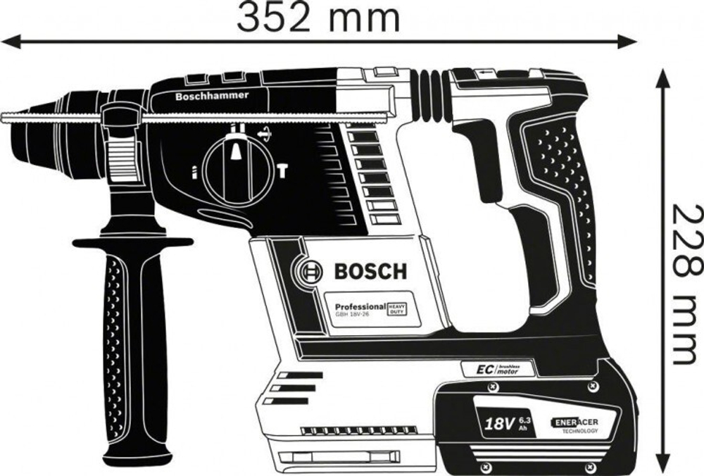 Перфоратор аккумуляторный BOSCH GBH 18 V-26 бесщеточный 0615990M3N 1х8,0 Ач, картон