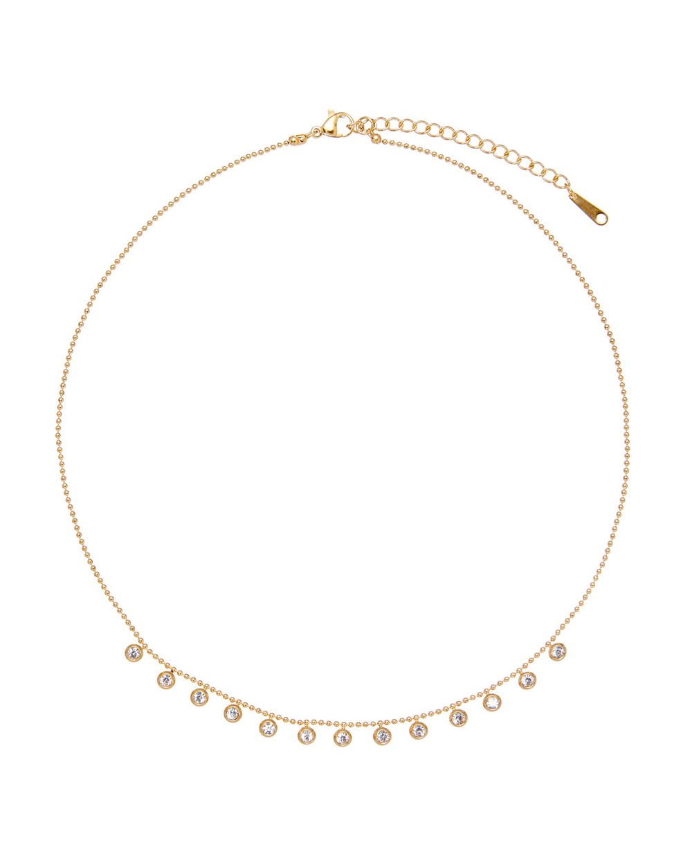 Подвеска круглые цирконы на цепочке, золото