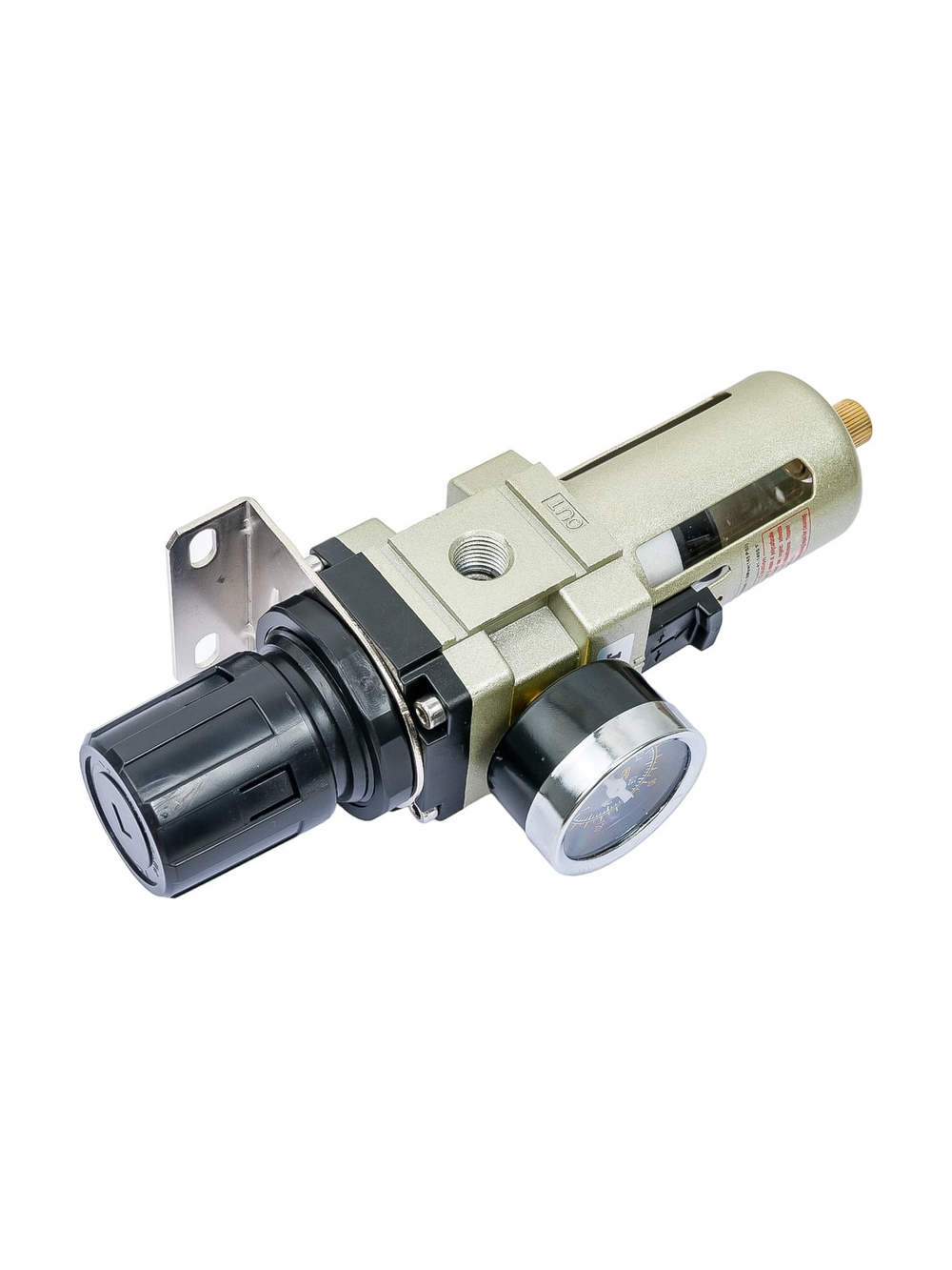 Фильтр-влагоотделитель для компрессора с регулятором давления (1/4; манометр; 2000 л/мин; 10 бар) Gigant GAW3000-02