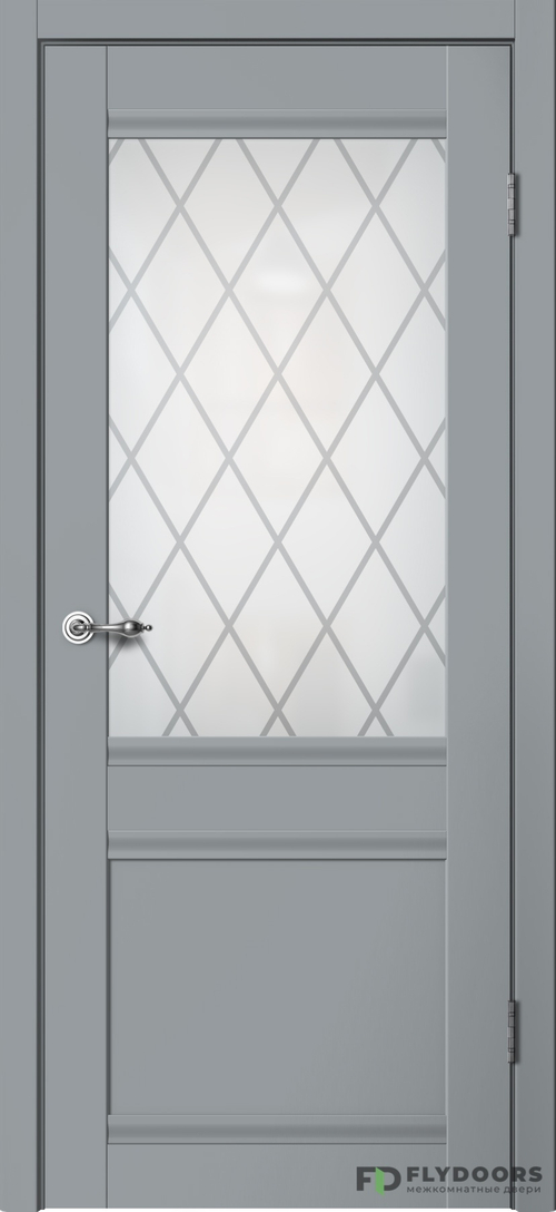 Межкомнатная дверь Classic C01 ПО (Английская решётка) Серый эмалит