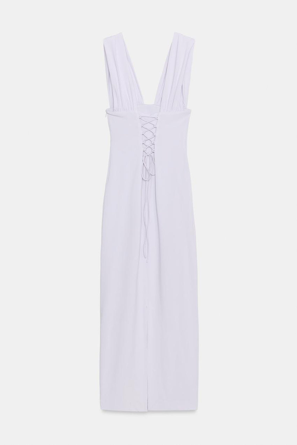 ZARA ПЛАТЬЕ МИДИ НА ШНУРОВКЕ, СИРЕНЕВЫЙ