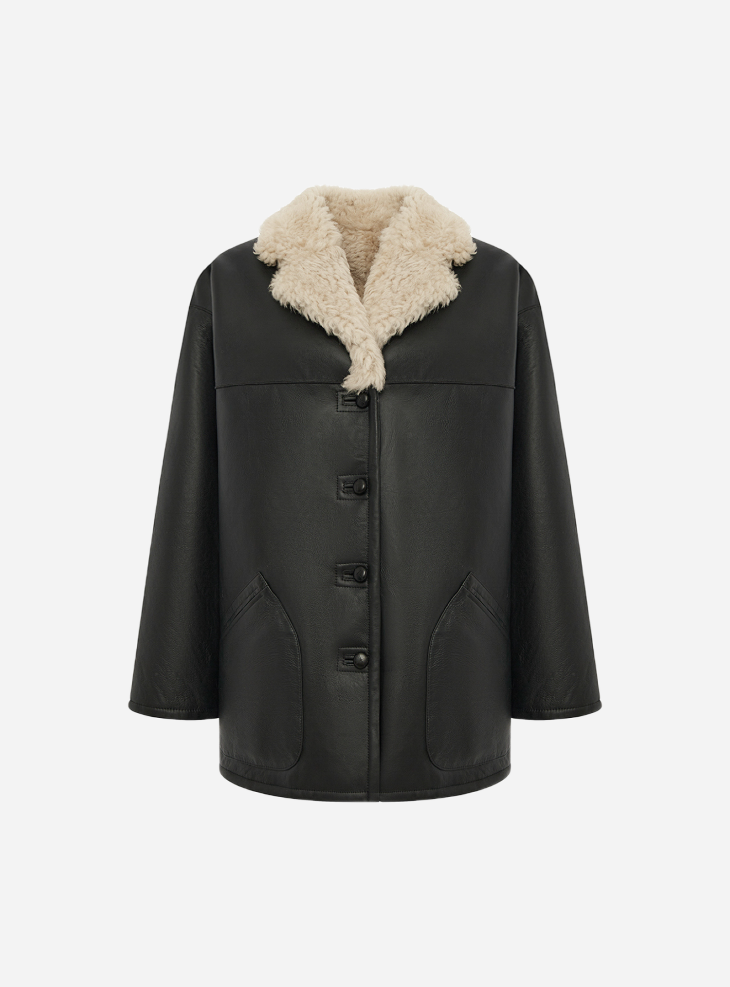 Двусторонняя дубленка Cozy Intelligent Black & Milk