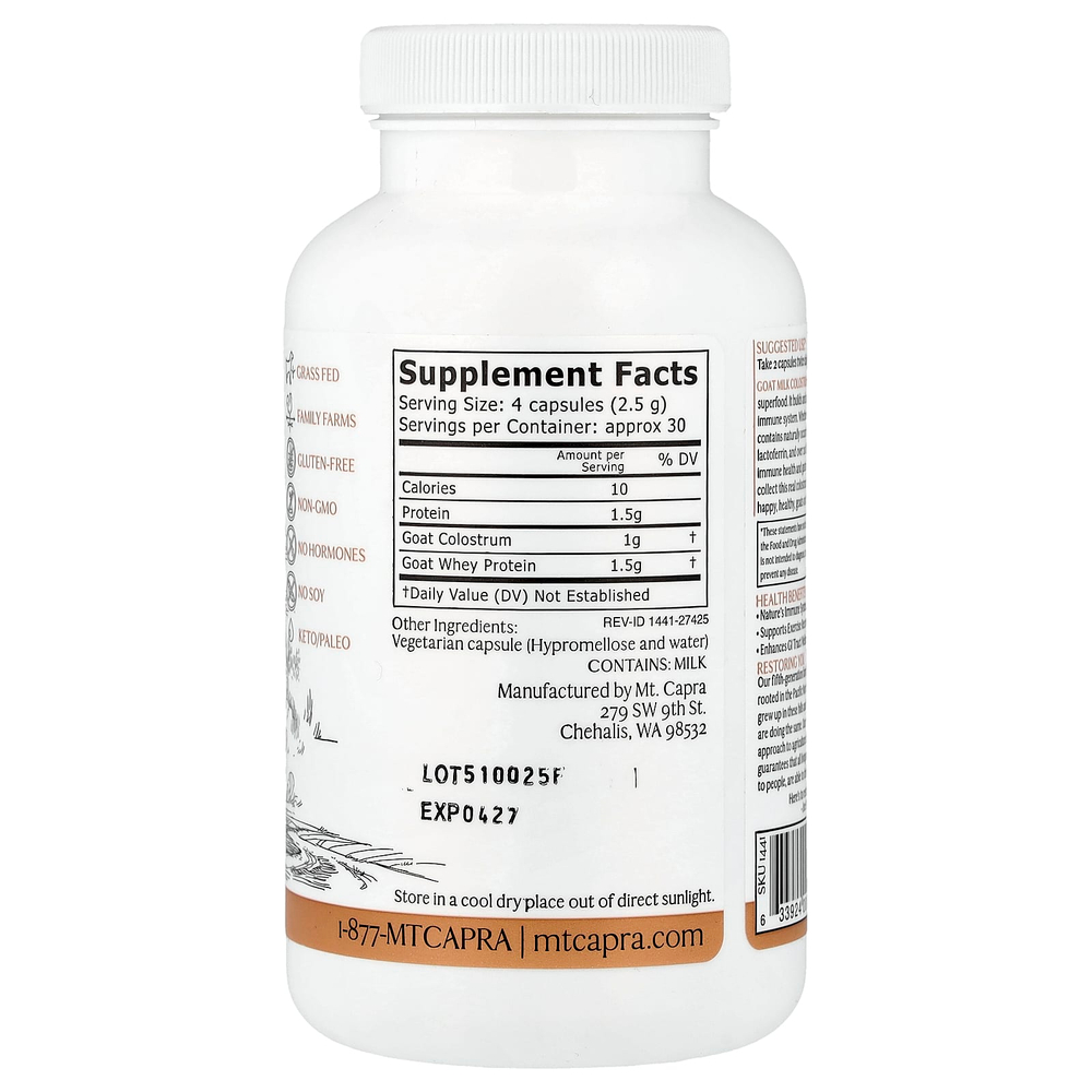 Mt. Capra, козье молозиво, 120 капсул