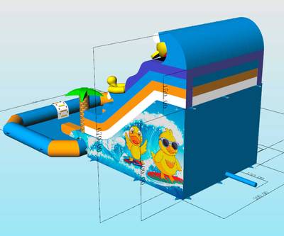 Надувная водная горка с бассейном «Весёлый прибой», 15*8*6,7 м