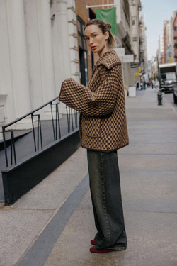 ZARA ТРИКОТАЖНАЯ КУРТКА ОВЕРСАЙЗ, РОЗОВАТО-КОРИЧНЕВЫЙ