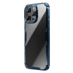 Прозрачный чехол с мягкими синими боковыми рамками от Nillkin для iPhone 16 Pro Max, серия Nature TPU Pro Case