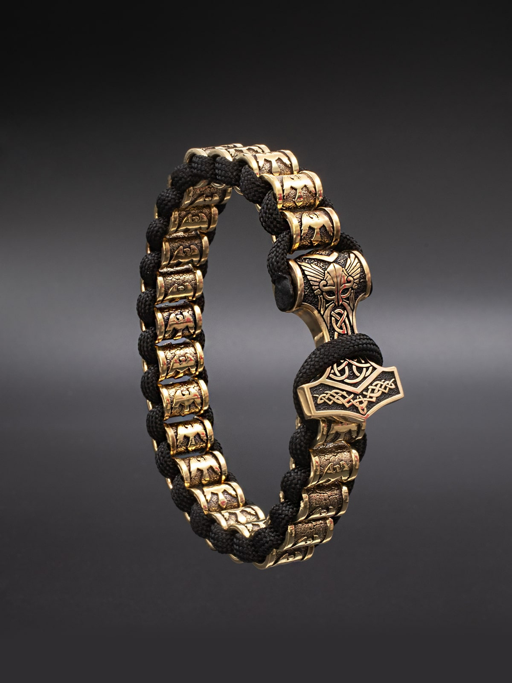 Браслет скандинавский вороны с молотом Тора металл бронза