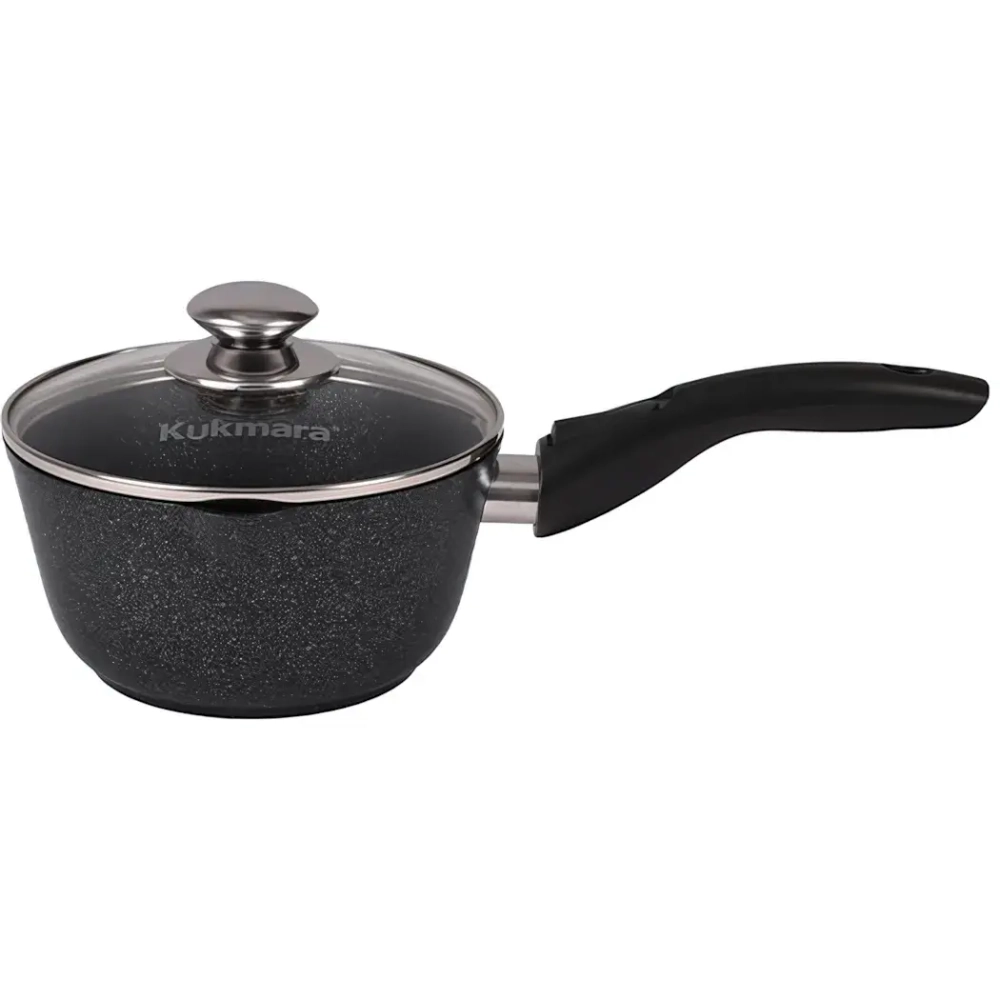 Ковш 1,5л «Мраморная»(темный мрамор) с носиком, съемная ручка, стеклянная крышка кмт0156а