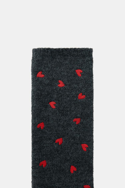 ZARA МИТЕНКИ С ВЫШИТЫМИ СЕРДЦАМИ, СЕРЫЙ