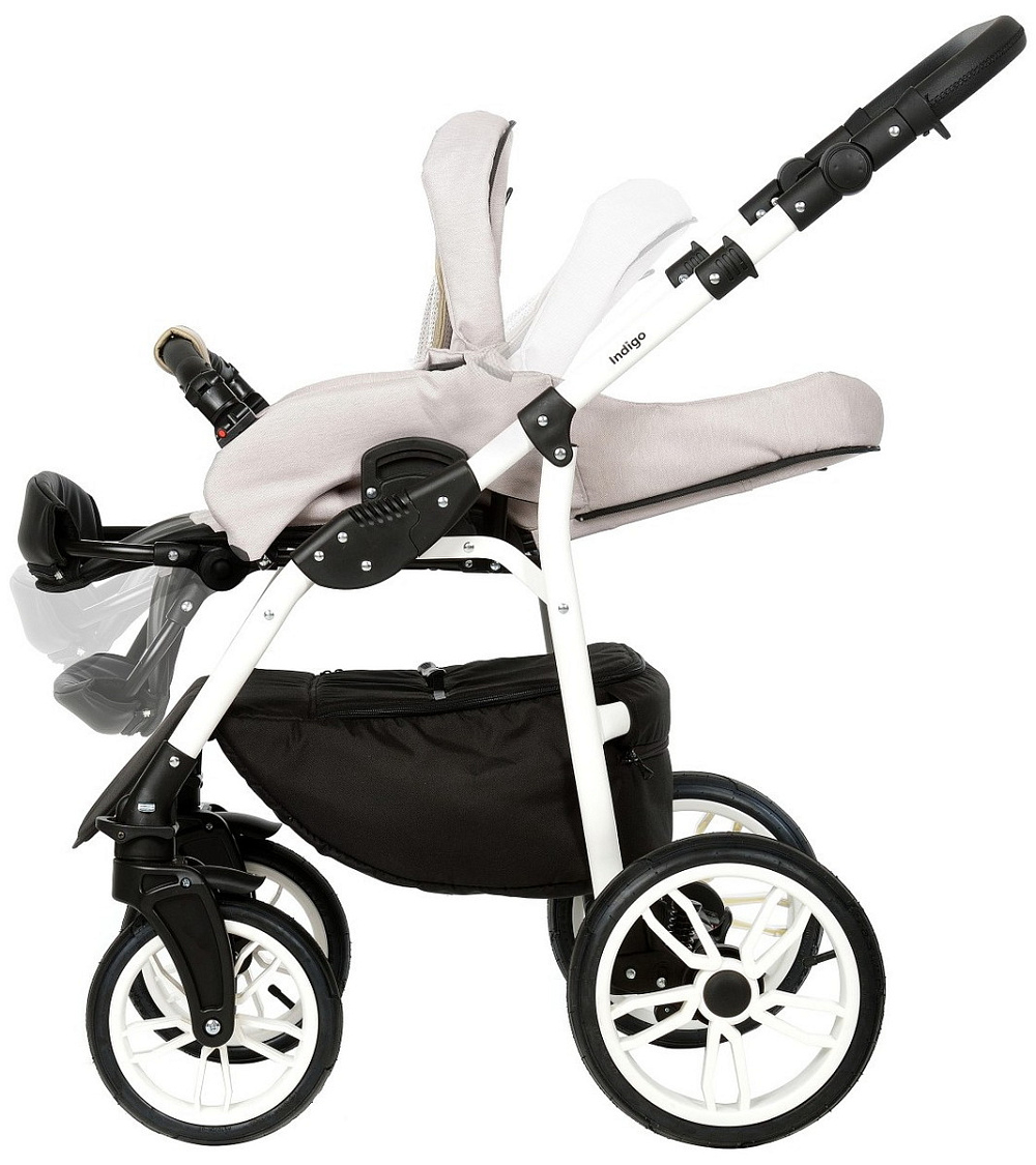 Детская коляска Indigo Indigo New 3 в 1 с автокреслом Avionaut Cosmo Beige In01 бежевый