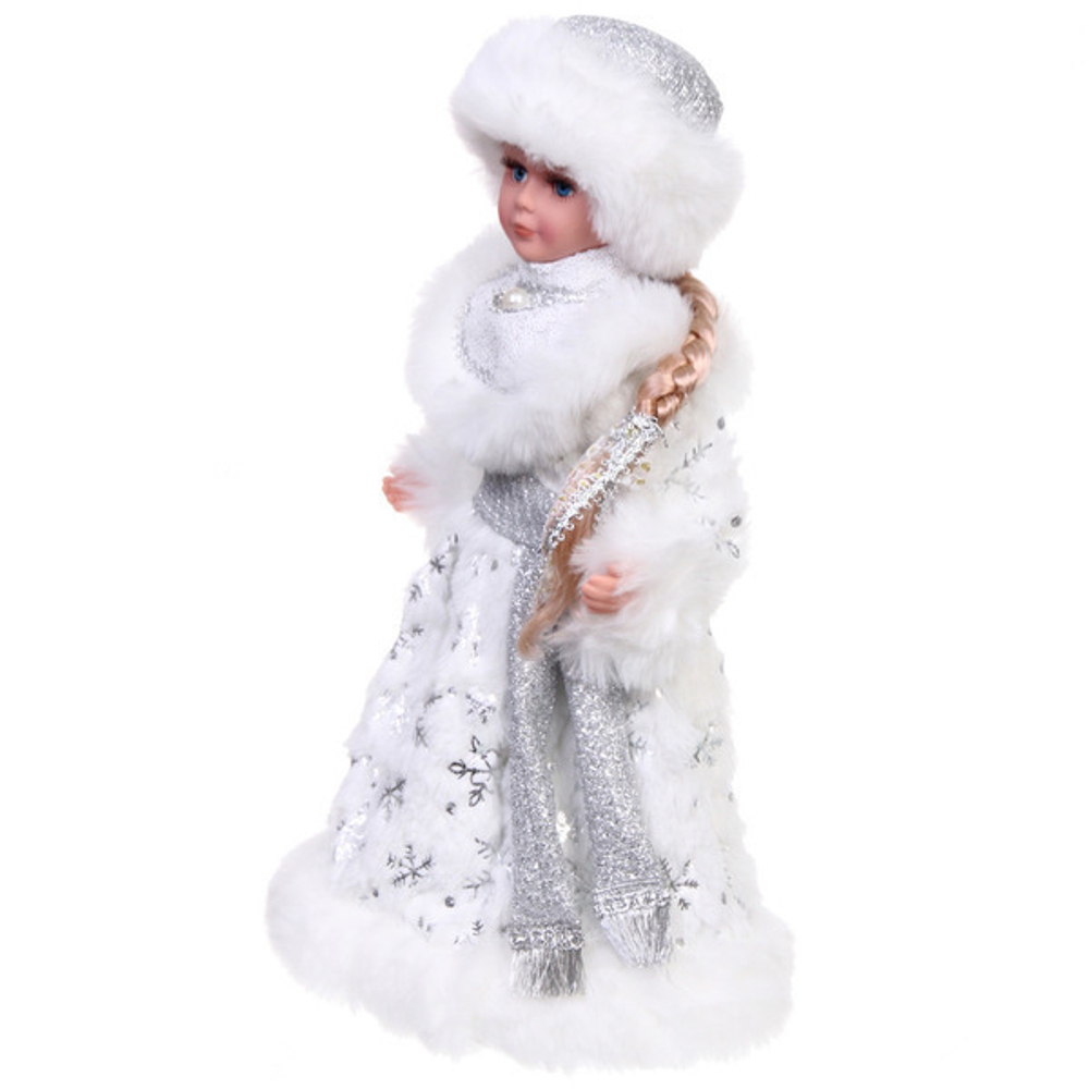 Снегурочка музыкальная «Метелица» 40 см в серебряной шубке