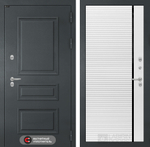 Дверь с терморазрывом входная Лабиринт ATLANTIC 22 Белый софт, черная вставка