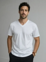 Белая футболка мужская повседневная однотонная хлопок