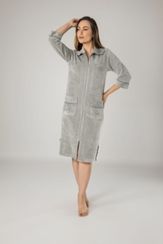 Халат женский  велюровый  0321 серый NUSA Турция