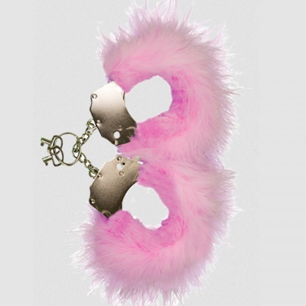 Наручники Adrien Lastic M металл с розовыми перьями