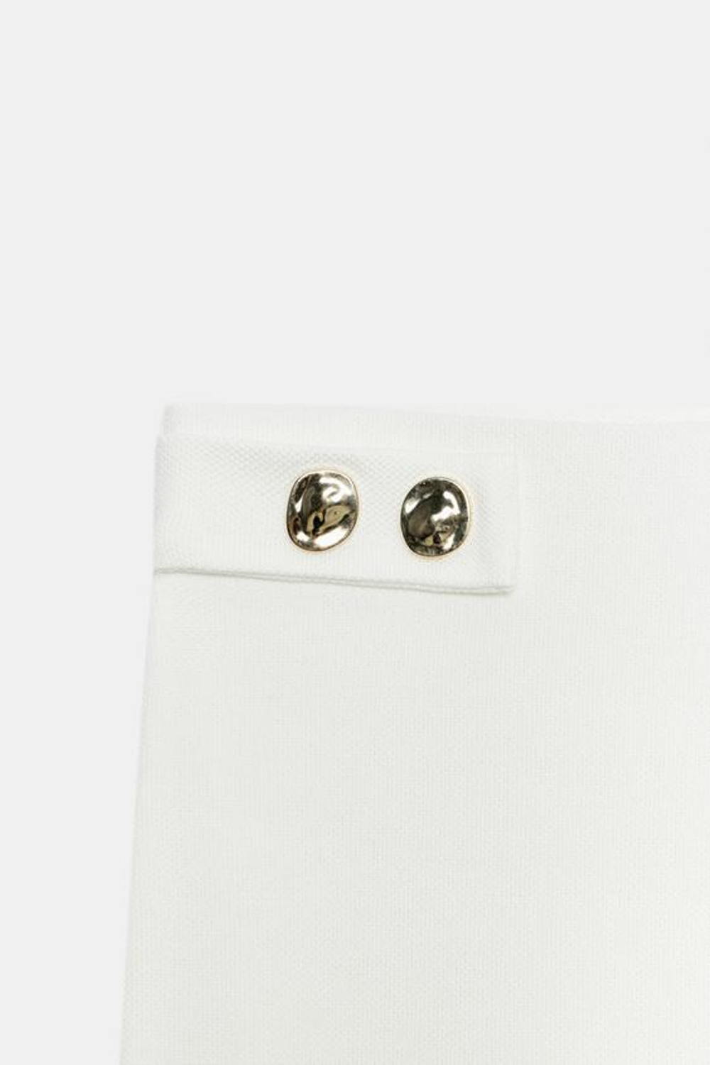 ZARA БРЮКИ ПРЯМОГО КРОЯ ИЗ ТКАНИ ПИКЕ С ПУГОВИЦАМИ, ЖЕЛТОВАТО-БЕЛЫЙ