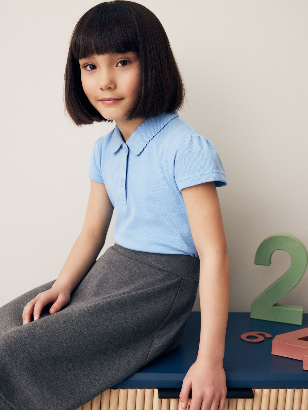 Поло школьное для девочки Next 562-039, 2 шт., Голубой