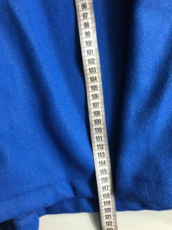 Пальто насыщенного синего цвета без подкладки свободного кроя, маркировка S, 44 размер, но по замерам можно до 48