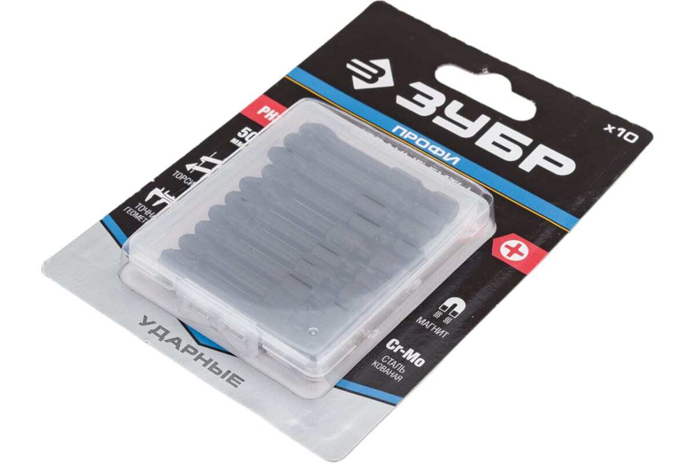 Биты ПРОФИ Зубр, тип хвостовика E 1/4", PH3, 50 мм, 10 шт. 26021-3-50-S10