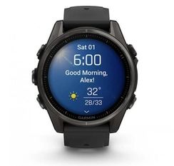 Умные часы Garmin Fenix 8, 43 мм, AMOLED, Sapphire Carbon Gray DLC Titanium with black/pebble gray silicone band