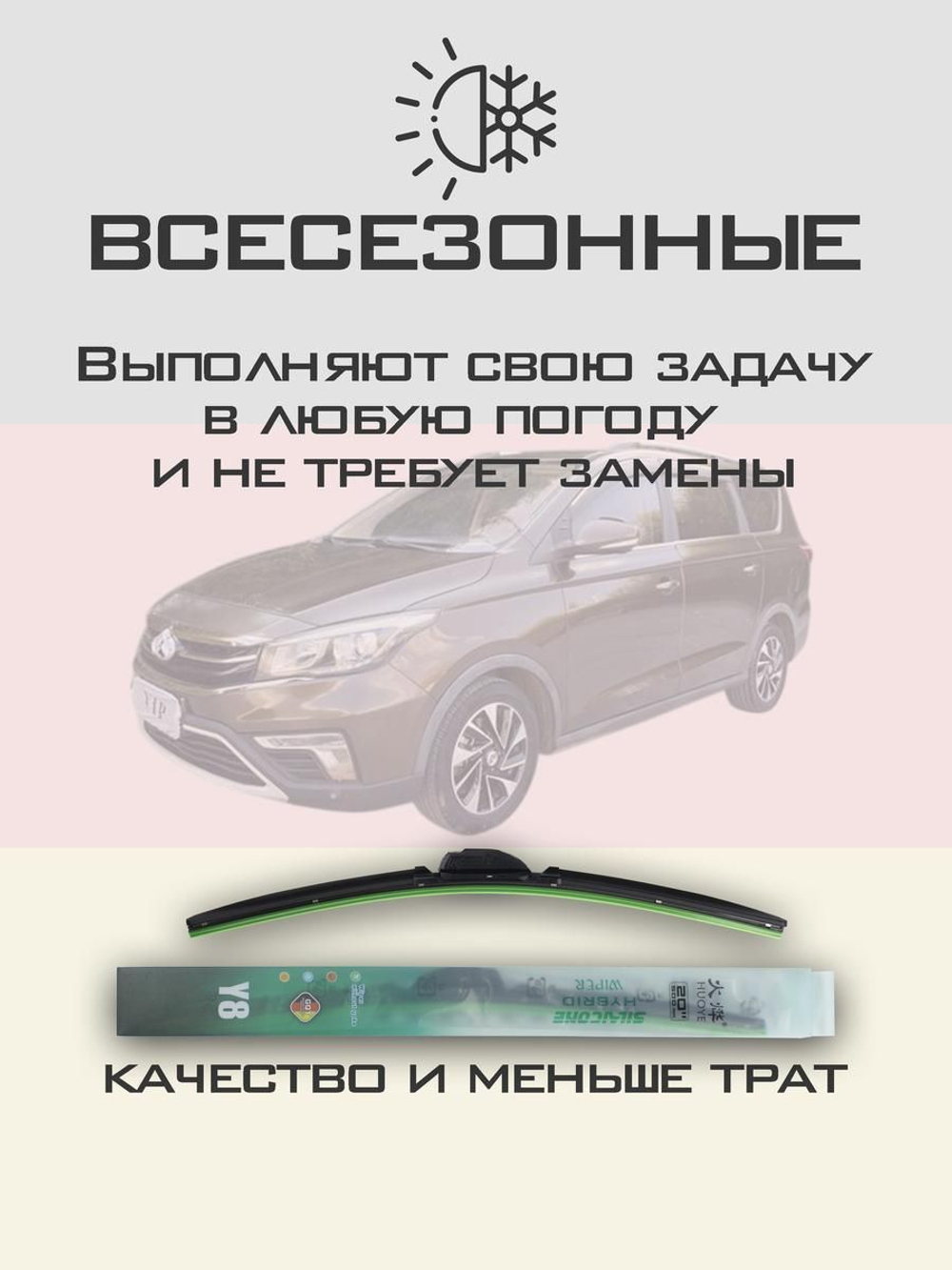 Щетки стеклоочистителя HUOYE Y8 600/400 мм на Changan Auchan | Hook/J-Hook