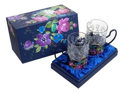 Set of 2 tea glass holders in a gift box 270224323