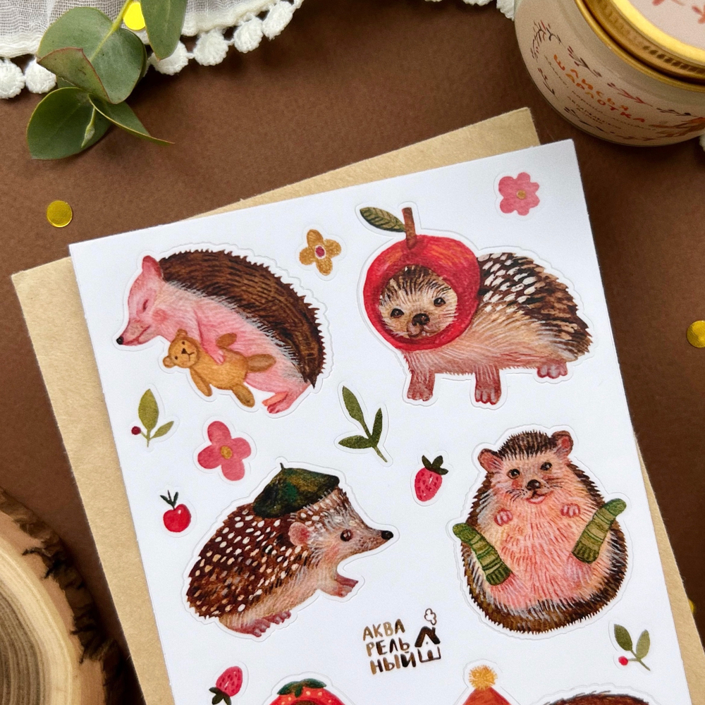 стикерпак "забавные ёжики"