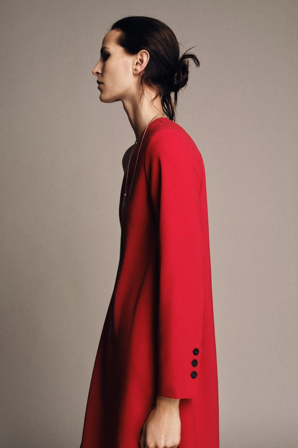 ZARA ДЛИННОЕ АСИММЕТРИЧНОЕ ПЛАТЬЕ ИЗ КОЛЛЕКЦИИ ZW, КРАСНЫЙ