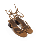 Кожаные босоножки на каблуке Alohas - коричневый(S00284)