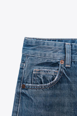 ZARA ДЖИНСЫ TRF WIDE-LEG С ВЫСОКОЙ ПОСАДКОЙ FULL LENGTH, СИНИЙ