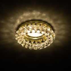 Светильник встраиваемый декоративный ЭРА DK16 GD/WH под лампу MR16 GU5.3 декор с хрусталиками прозрачный/золото | Декоративные встраиваемые светильники