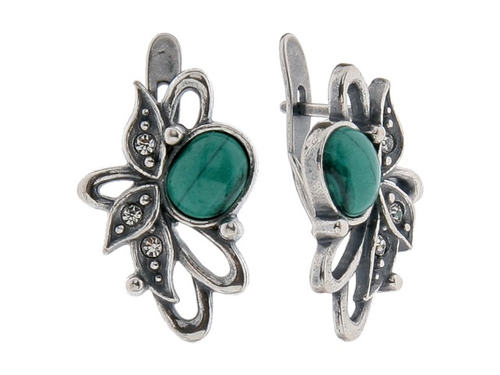 "Арагау" серьги в серебряном покрытии из коллекции "Самоцветы" от Jenavi с английским замком