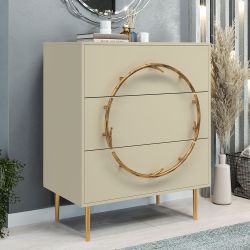 Комод Арт Колор matte Стайл Голд с 3 ящиками Серый шелк матовый