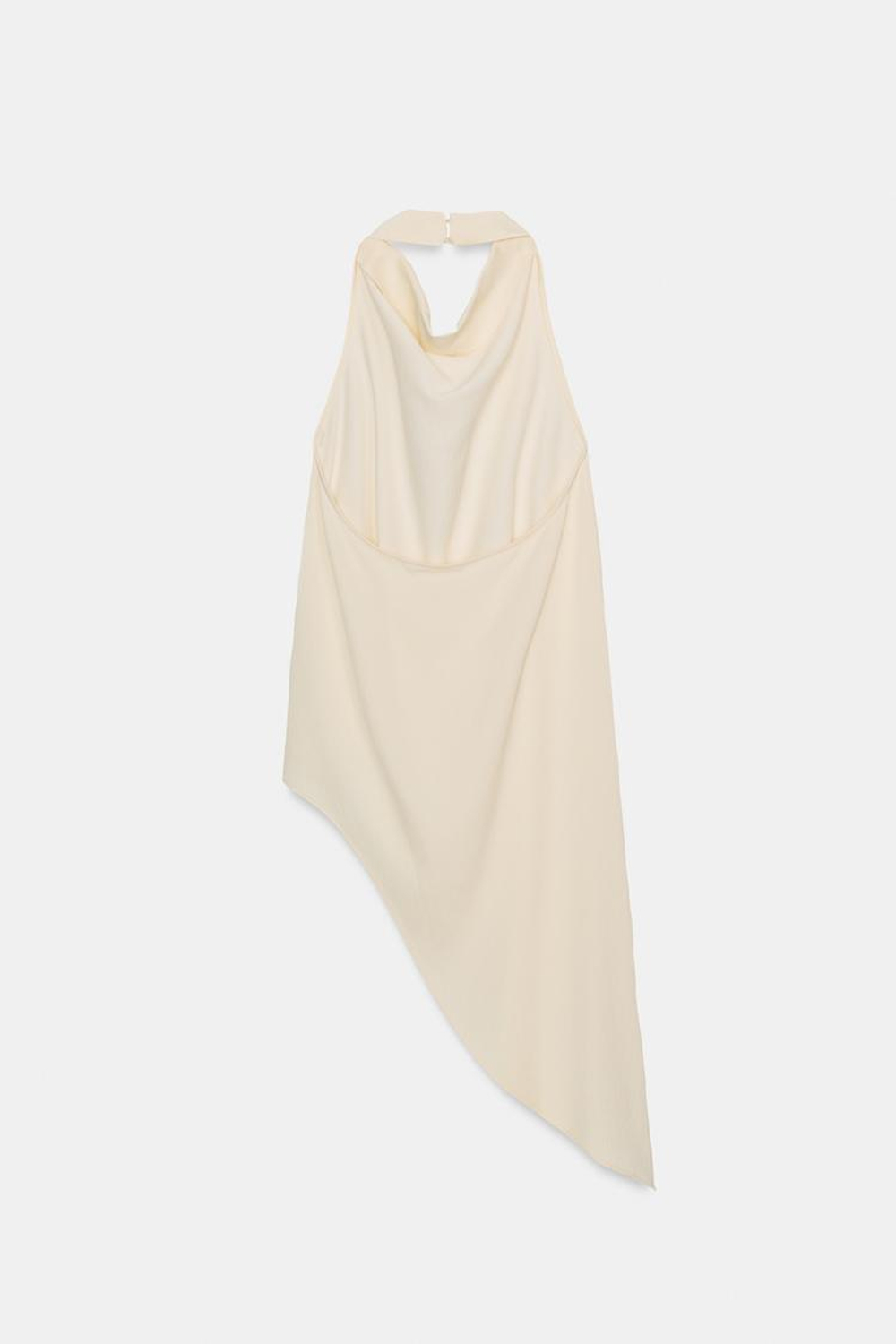 ZARA АСИММЕТРИЧНЫЙ ТОП ZW COLLECTION, ЖЕЛТОВАТО-БЕЛЫЙ