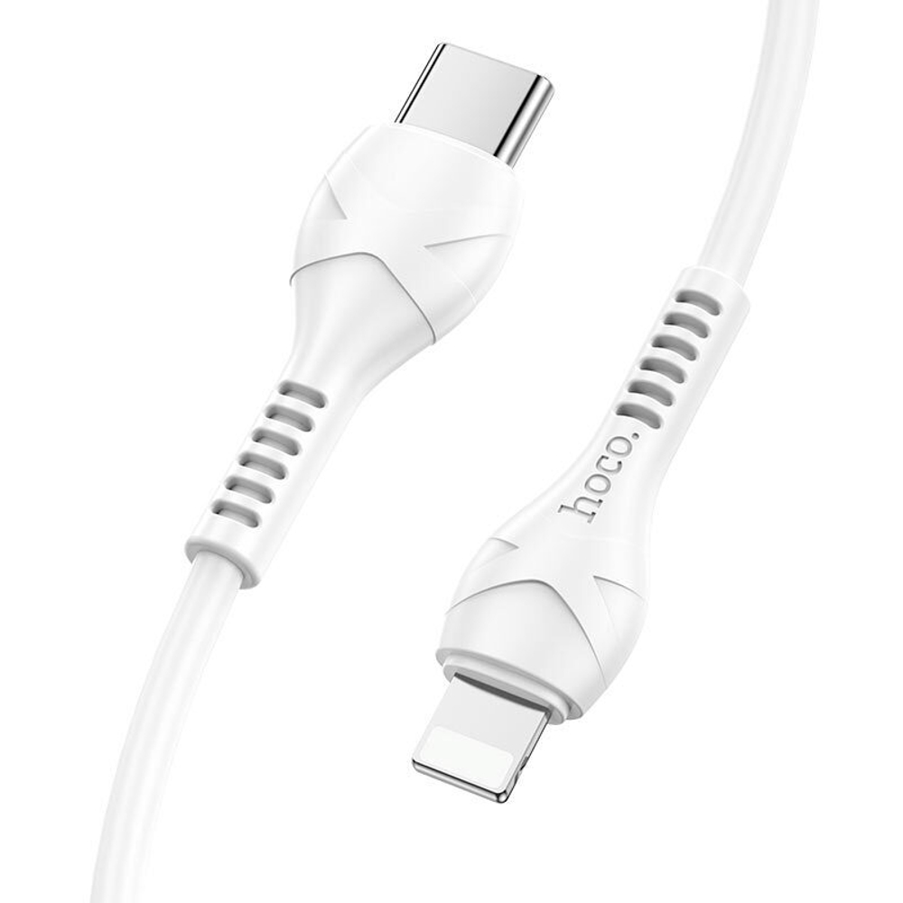 USB-C кабель HOCO X55 Trendy Lightning 8-pin, 3А, PD20W, 1м, PVC (белый)