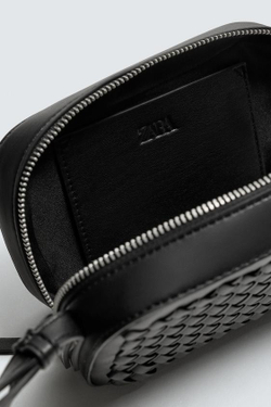 ZARA ПЛЕТЕНАЯ СУМКА, ЧЕРНЫЙ