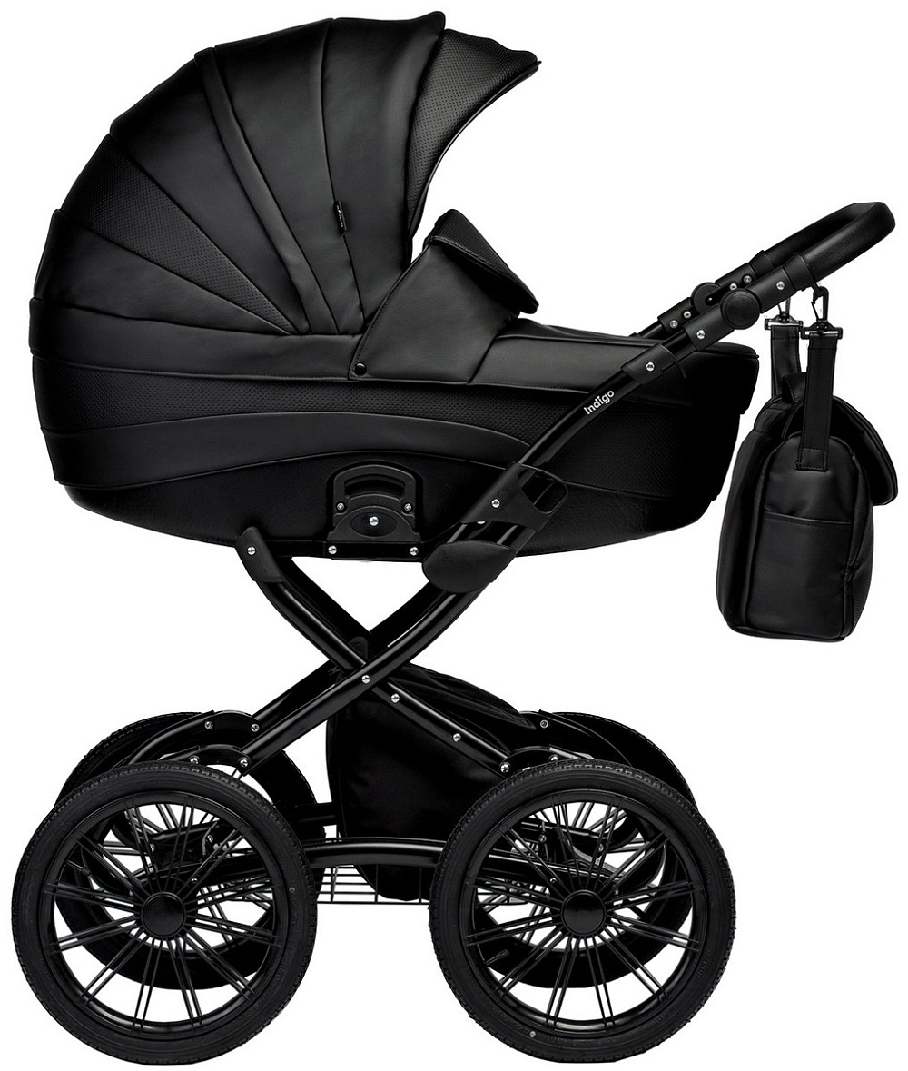 Детская коляска Indigo Special Plus 3 в 1 с автокреслом Avionaut Cosmo Grey Is03 черная кожа