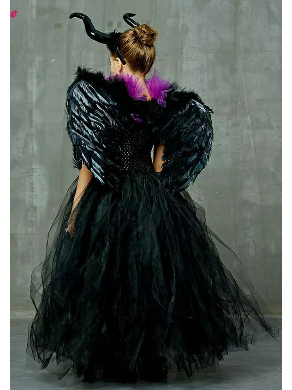 Костюм платье рога крылья Малефисента на Хэллоуин