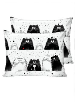 Постельное белье сатин Milky Garden "Tomcat" 1,5-спальный на молнии Наволочка 50х70 см 2 шт Простынь 150х215 см Пододеяльник 145х215 см