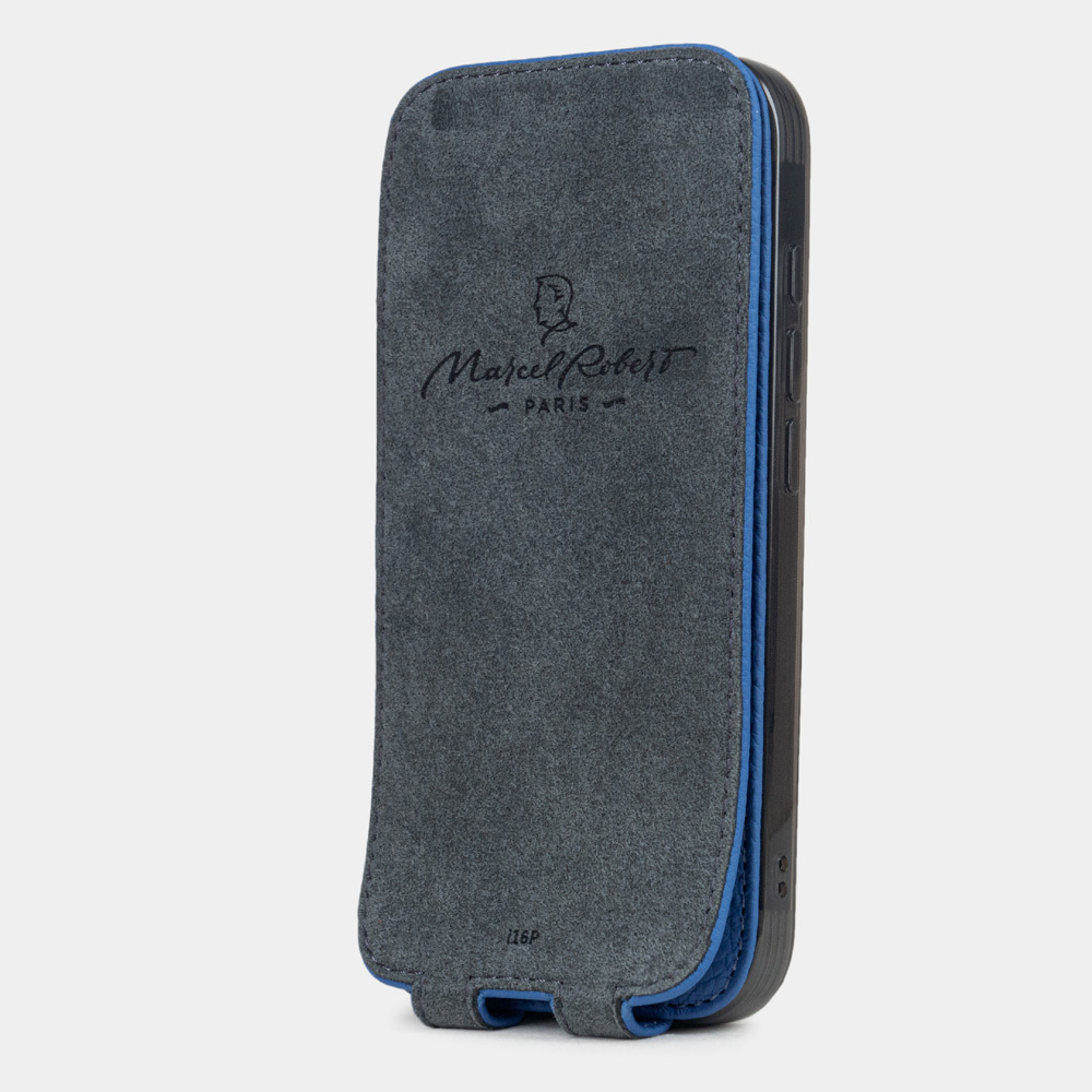 Кожаный чехол для iPhone 16 Pro, теленок цвета королевский синий